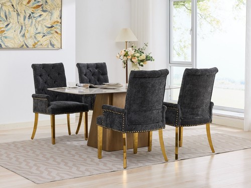 Black upholstered dining - black,