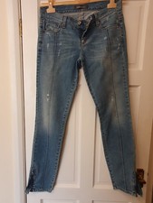Ermanno Scervino Womens Blue Skinny Jeans Size 26/40 with Ankle Zip and Pockets