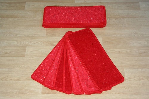 Red glitter stair pads - 14,