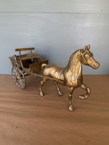 Brass horse and cart ornament - cart,