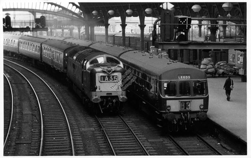 1966 york train station - train,