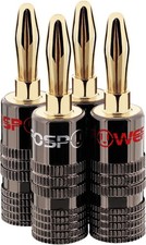 FosPower Banana Plugs 2 Pairs / 4 pcs, Closed Screw 24K Gold Plated