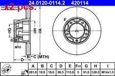 X2 PCS FRONT BRAKE DISC ROTOS X2 PCS SET 24.0120-0114.2 ATE I
