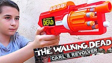 AIR WARRIORS THE WALKING DEAD CARL'S REVOLVER FOAM DART FIRING GUN 6 X DARTS 