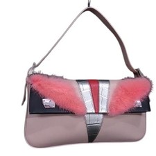 FENDI Mamma Baguette Monster Series Handbag BR600 V04 Pink Multicolor Leather Fu