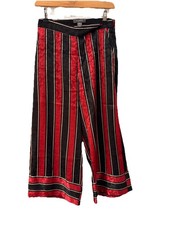 Primark Red Black Striped Cropped Trousers Size 8 L22” Womens 