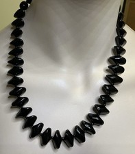 Vintage Art Deco Super shaped French jet beaded fringe necklace