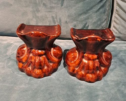 Pair 19th cent treacle - a,