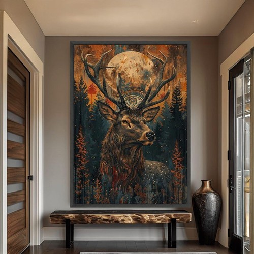 Majestic stag with moon - majestic,