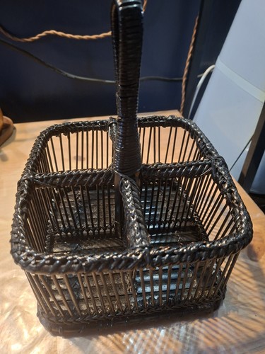Square wicker cutlery holder - cutlery,