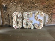 Floral initials FOR HIRE wedding event flowers bride 4ft high BESPOKE PHOTO PROP