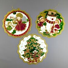 Vintage Plastic Stained Glass Look Sun Catchers Christmas Tree Angels Snowman 7"