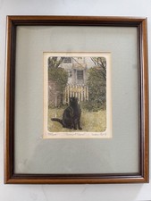 Framed limited edition black cat etching “I thought I saw” Laura Boyd 195/500