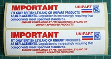 2 x British Leyland Unipart Engine Bay Stickers for BL Classic Cars & Vans.