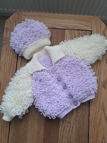 Hand knitted baby loopy - loopy, jacket