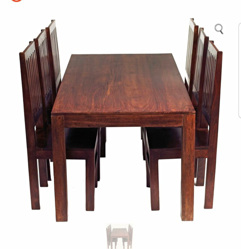 Piece dark wood rectangular - 7-piece,