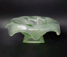 Green Frosted Glass 'Equinox' Posy Bowl, #3061 Vintage Bagley 20.25cm Diam
