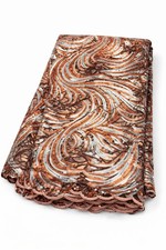 Nigerian Fabric Brown Sequins