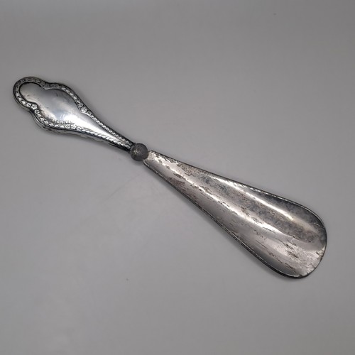Antique silver shoe horn - horn, –