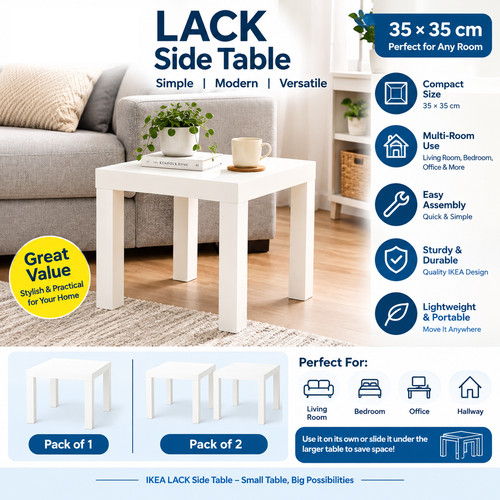 Ikea lack side - table, white