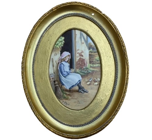 Porcelain oval plaque - porcelain,