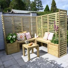 Trellis Bench and Planter Set x2 Modular Wooden V3 Garden Seating