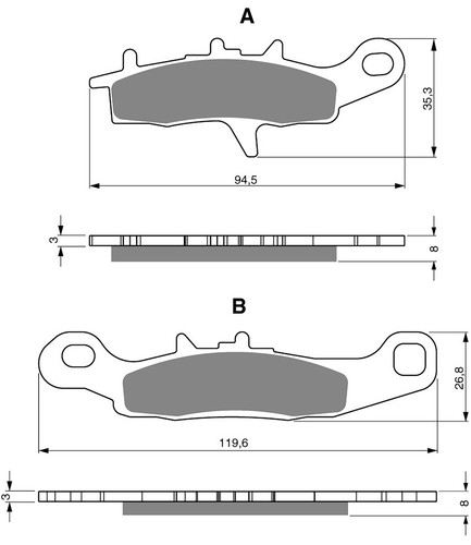 Brake disc pads front h - disc, l/h