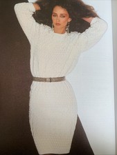 Knitting pattern Ladies Cable Bobble Jumper Dress For Animal Charity
