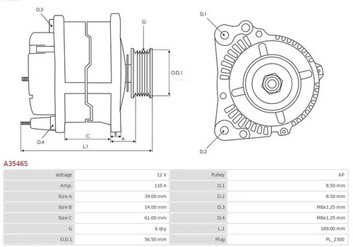 Alternator with belt pulley