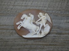 Loose Antique Carved Shell Cameo Peace Halting the Horses of Mars 4.5cm x 3.5cm
