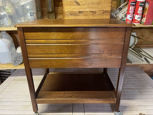 Mid century oak table sewing - mid,