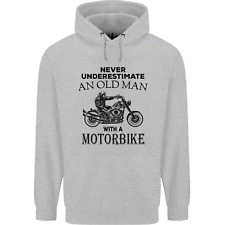 Old Man Motorbike Biker Motorcycle Funny Mens 80% Cotton Hoodie