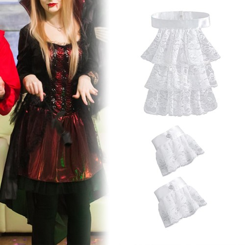 Lace jabot and - and, white