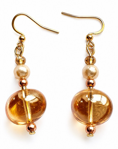 Gold plated golden round glass - golden,