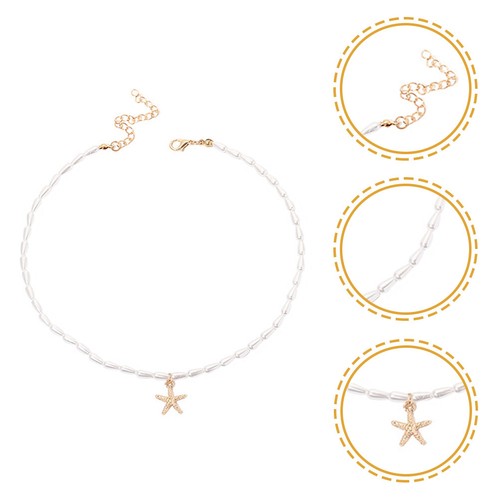 Pearl necklace choker star - necklace,