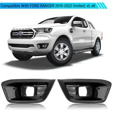 For Ford Ranger 2019-2022 Pair Fog Light Cover Bezel Surround Guard Matte Black