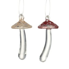 Heaven Sends Set of Two Glass Toadstool Hanging Christmas Tree Decorations