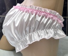 Silky White Satin Frilly Sissy