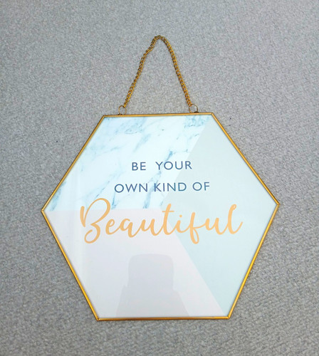 Hexagon wall mirror gold - hexagon,