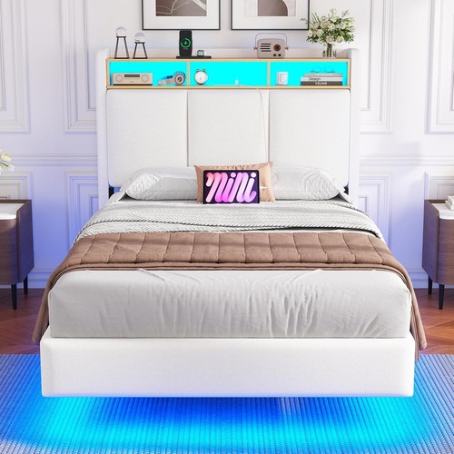 Floating single bed frame with - frame,
