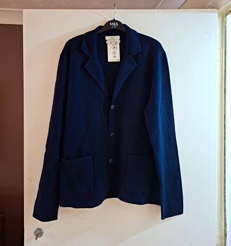 Mens navy knit blazer - m&s,