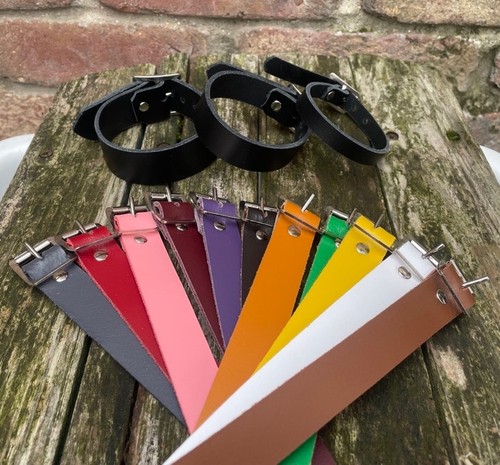 Real leather plain buckle