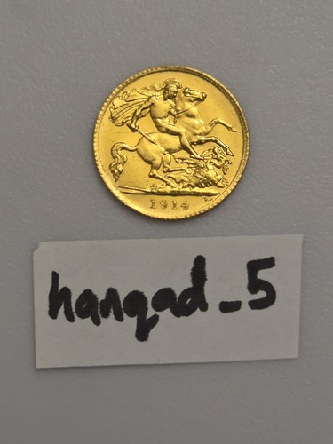 1914 gold half sovereign coin - half,