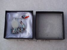 SWAN FIGURINE@SWIMMING FEATHERED Glass CYGNET BIRD@Collectable@WINGED GOOSE bird