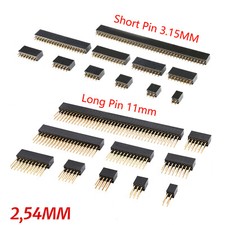 2.54mm Single/Double Row Socket Strip Straight Pin Header Female 2P/3P/4P/5P-40P