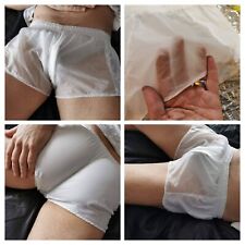 White ripstop nylon lo-rise hipster shorts with see-thru front panel (ALL SIZES)