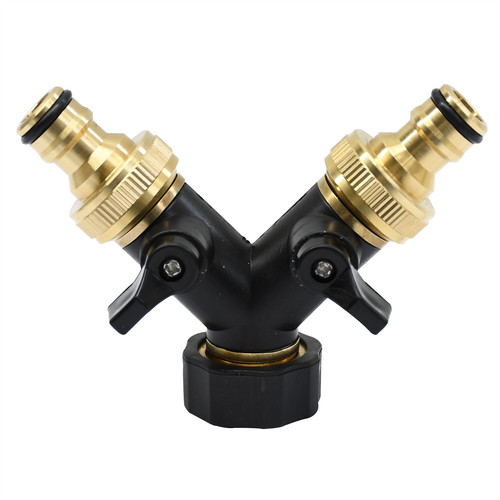 Brass double garden tap - brass,