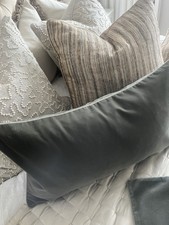 OKA Price Is For  Two Grey Green C/covers 35x 60 Velvet Oka