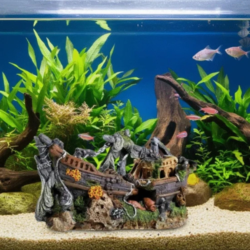 Aquarium shipwreck polyester - aquarium,