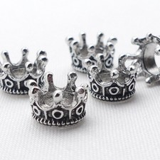 5 Silver Tone Crown Spacer Beads, 5 Tibetan Silver Crown Charms